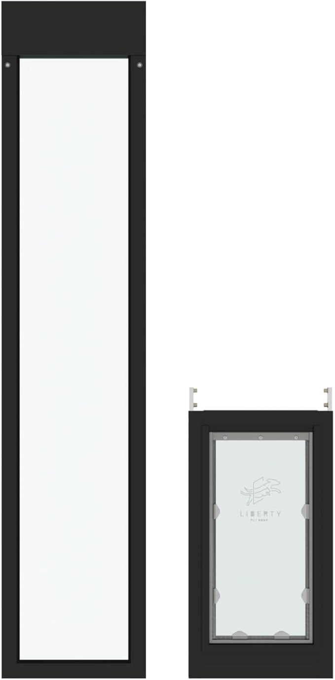 Liberty Pet Door for Sliding Glass Door | Aluminum Frame with Closing Cover | for Home & Rentals | Clear Glass | Black, Large Flap, 92" - 93.5" Slider Height