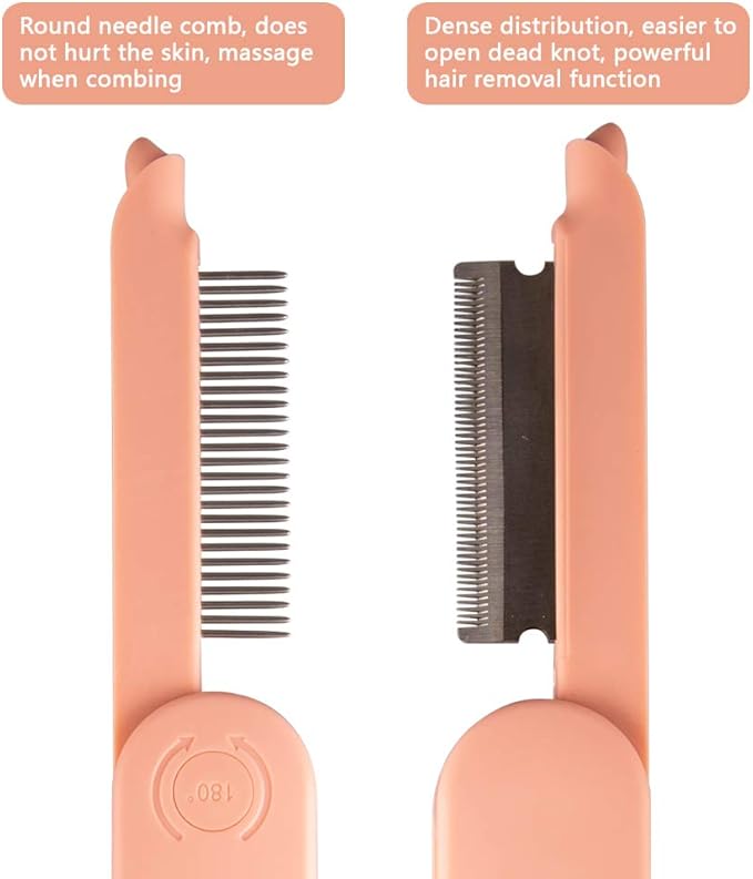 2-in-1 Dog Cat Brush for Shedding and Grooming Pet Flea Comb Professional Pet Hair Removal Comb for Home Grooming
