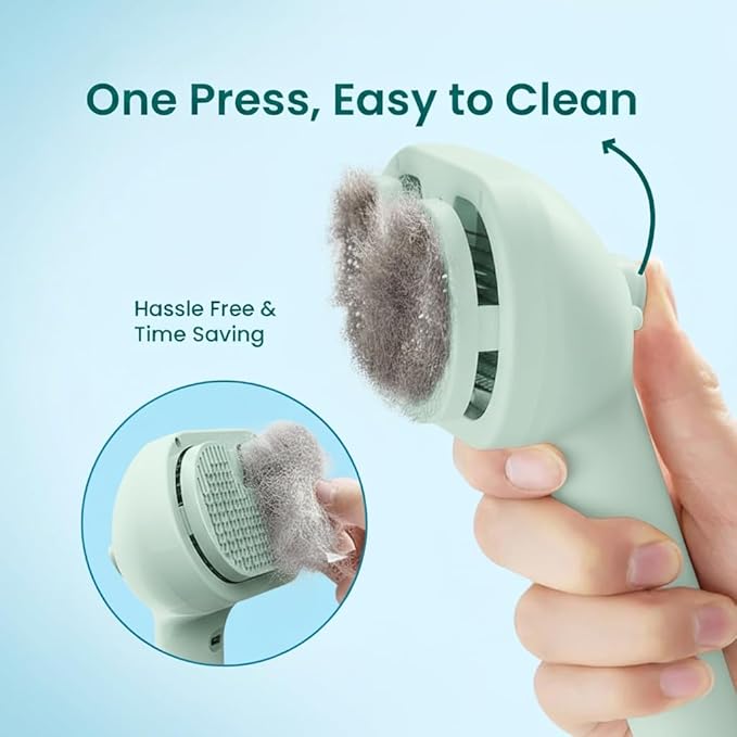 3-in-1 Pet Steam Brush for Cats & Dogs, Self Cleaning Grooming Brush with Mist Spray for Deshedding & Hair Removal, Gentle Massage Comb for Long & Short Haired Pets, 200 ml Waterless Shampoo Included