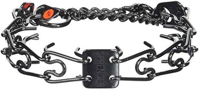 Herm Sprenger Black Stainless Steel Prong Dog Collar Training Pinch Collar No-Pull Collar (2.25mm Small)