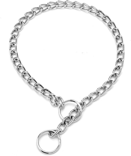 Metal Dog Chain Collar, Slip Link Puppy Collars, Training Dog Collar for Small Medium Large Dogs, Silver XXS