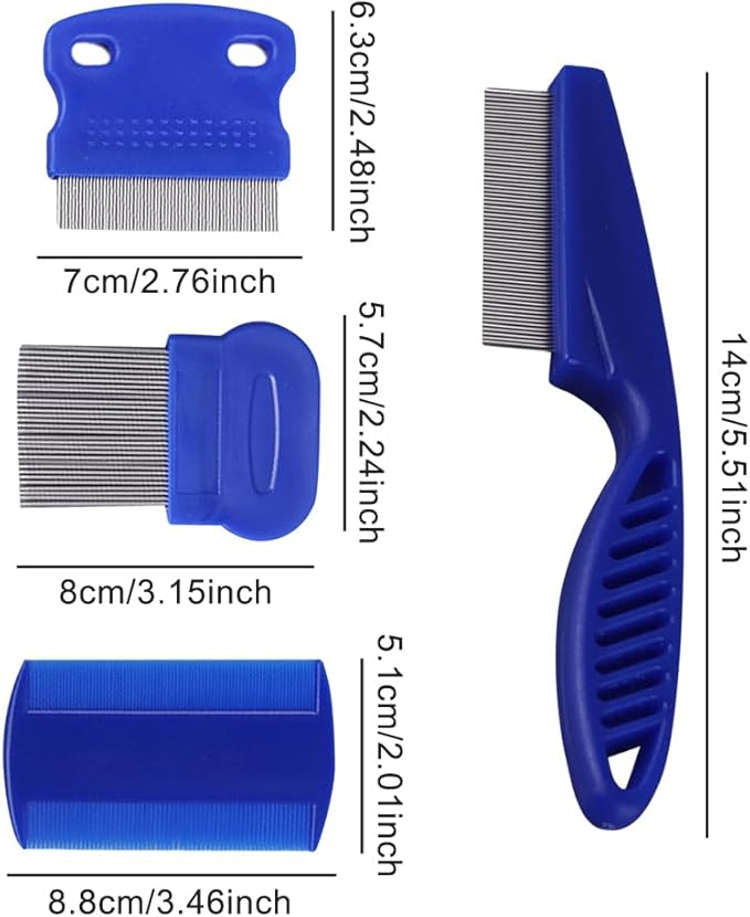 5 Pieces Dog Tear Stain Remover Combs, Pet Grooming Flea Combs, Double Sided Care Comb for Kittens Puppies Removal Crust and Slime(Blue)