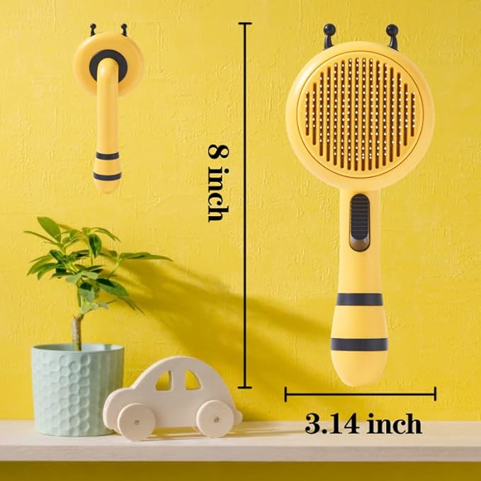 Pet Grooming shedding Brush,Little Bee Self Cleaning Slicker Undercoat Rake comb for Dogs&Cats&rabbit&puppy,Easily Removes Tangles Hair and Loose Fur from The Pet's Mats