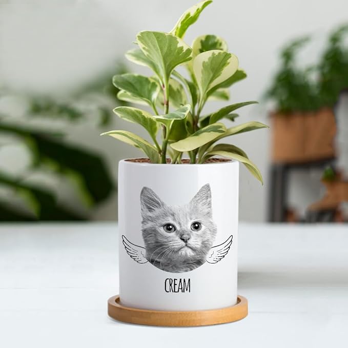 callie Personalized Pet Memorial Gifts Plant Pot with Photo Name Date, Custom Sympathy Gift for Dog Cat Loss, Pet Passing Away Gifts