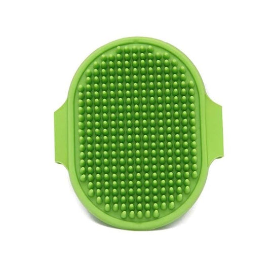 Dog Grooming Brush, Pet Shampoo Bath Brush Soothing Massage Rubber Comb with Adjustable Ring Handle for Long Short Haired Dogs and Cats(Green)
