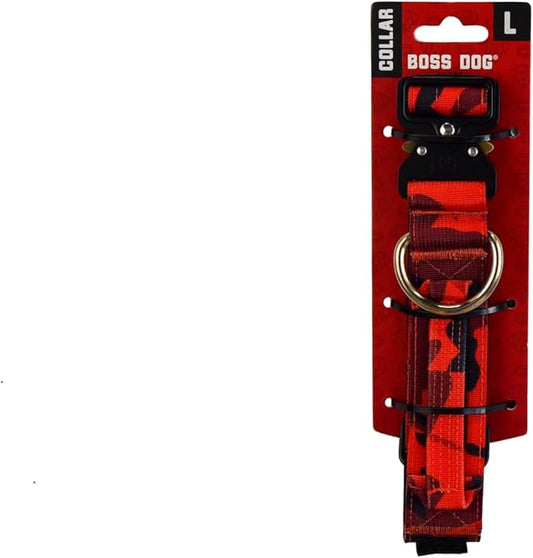 Boss Dog Tactical Collar, Red Camo, Large