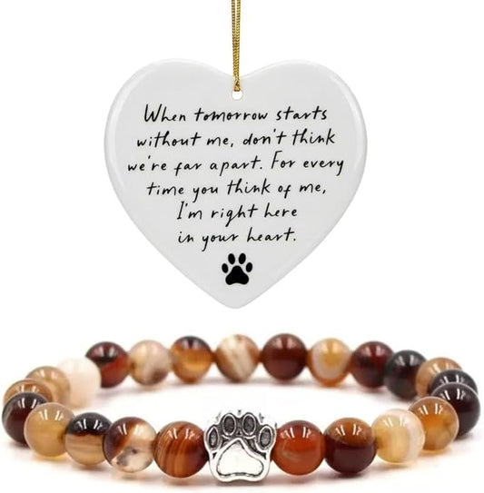 LINGYUAN Pet Memorial Gifts for Dogs Cats, Pet Memorial Bracelet, Remembrance Pet Loss Sympathy Gift for Cat Dog Lovers, Bereavement Gifts for Loss of Pet