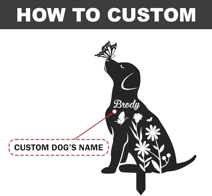 Custom Pet Grave Markers Dog Memorial Plaque, Memorial Yard Garden Outdoor Decor, Waterproof Metal Dog Grave Markers for Loss of Pets, Personalized Sympathy Remembrance Gift