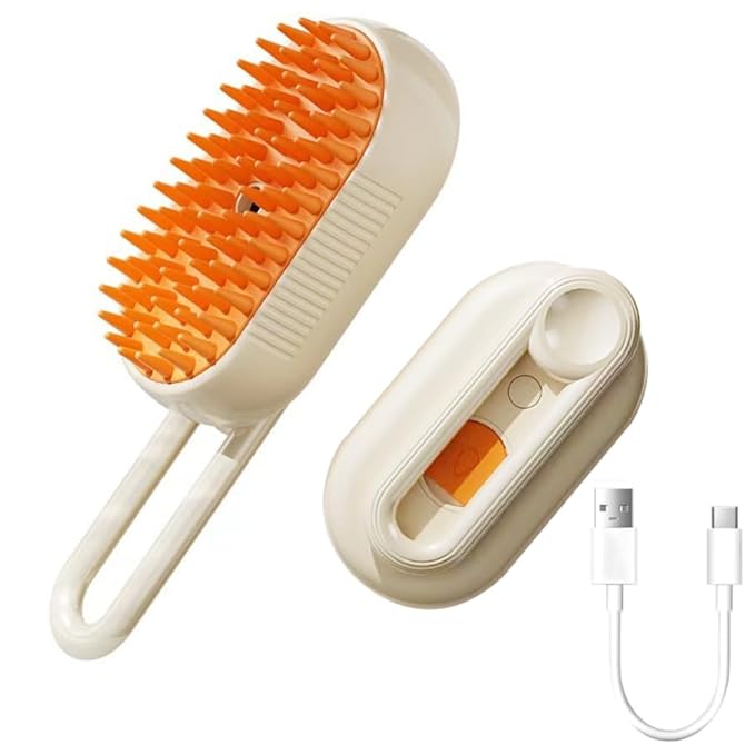Cat Steam Brush, 3 in 1 Dog Brush, Cleaning, Massaging and Brushing, Self-Cleaning and Electric Grooming Comb for Long or Short Hair Pets