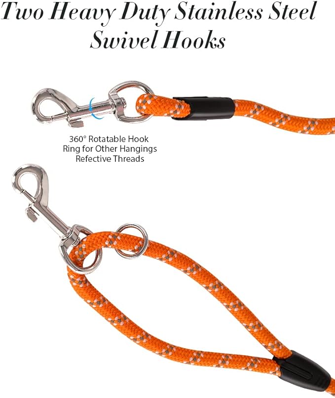 (2 Pack) Long Dog Leash for Dog Training 15FT/30FT/50FT, Dog Rope Check Cord with Reflective Thread for Large Medium Small Dogs, Dog Tie-Out Cable Lead for Hunting, Camping&Backyard