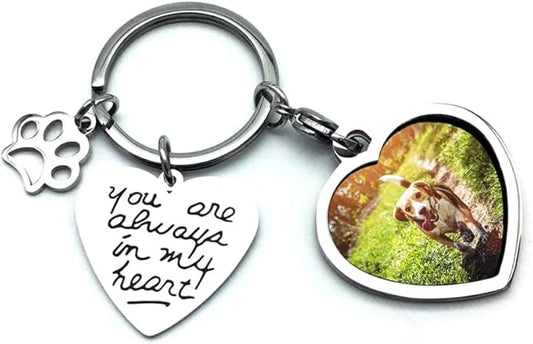 Pet Dog Remembrance Memorial Photo Frame Keychain Gifts, Pet Sympathy Present,You are Always in My Heart