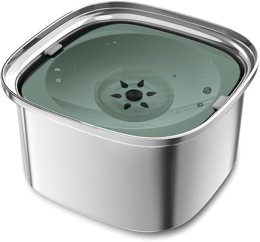 Decflow 3L Stainless Steel Slow Drinking Dog Bowl with Lid, No Spill Travel Dog Water Bowl Dispenser for Large Dogs