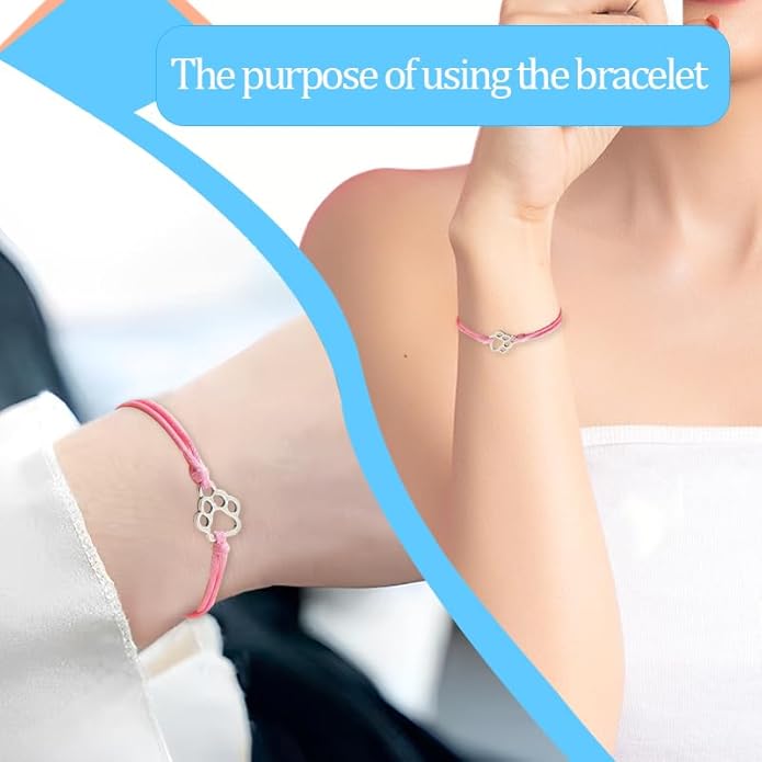Memorial Bracelet for Pet Loss Sympathy Gifts Paw Print Friendship Bracelets for 2 Remembrance Gifts for Dog Cat Lovers
