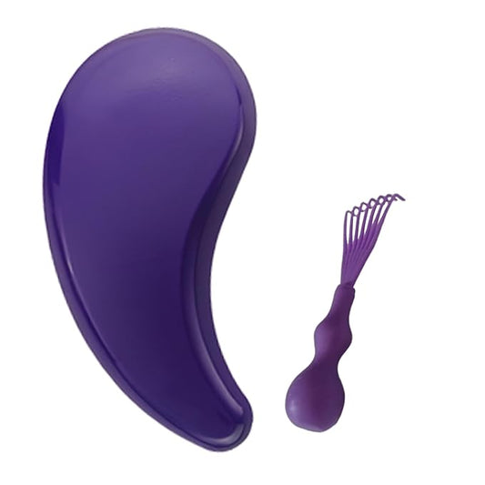 Comma-Shaped Small Dog Brush and Cleaning Comb, Fit for Yorkie, Shih Tzu, Maltese Maltipoo Pomeranian - Gentle Soft Bristles for Effortless Pet Hair Removal, Puppy Essentials (Dark Purple)