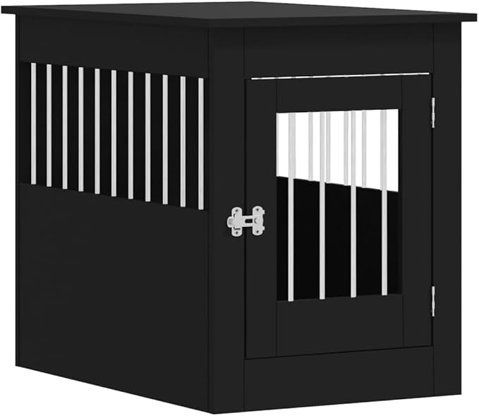 Dog Crate Furniture, Modern Dogs Kennel Indoor, Dog House Indoor, Puppy Cage Indoor Dog House, Black 21.7"x31.5"x26.8" Engineered Wood,-769