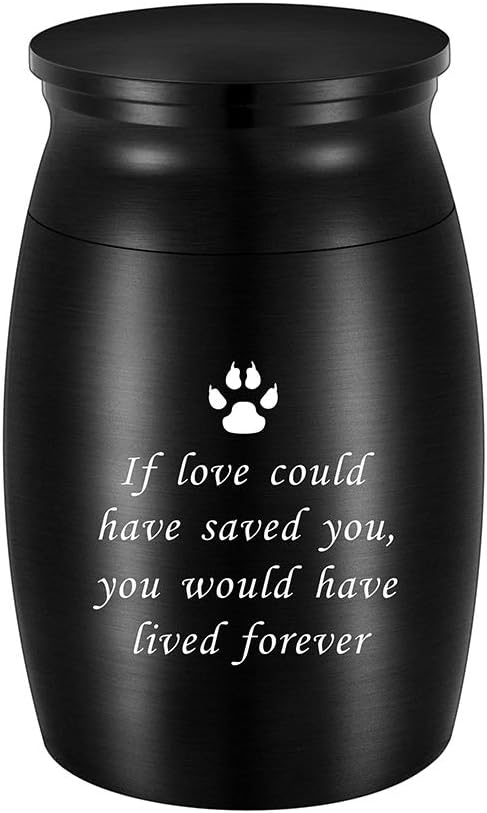 abooxiu 3 Inches Small Keepsake Urn for Pet Dog Ashes Aluminum Mini Cremation Urns for Dog Cat Memorial Ashes Urn for Sharing Fur Friend Ashes-Black