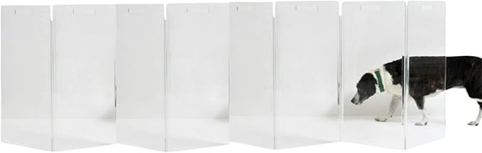 Hiddin Clear Acrylic Dog Gate - Low Zig Zag Clear Pet Gate for Home 8 Panels - Sturdy Free-Standing Design - Modern Clear Acrylic Dog Pen - Transparent Pet Gate for Home - Safe & Stylish