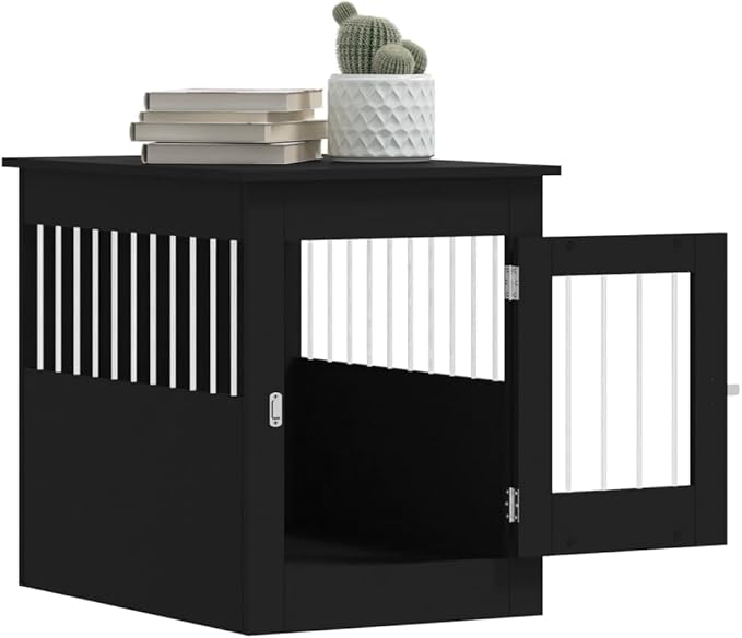 Dog Crate Furniture, Modern Dogs Kennel Indoor, Dog House Indoor, Puppy Cage Indoor Dog House, Black 21.7"x31.5"x26.8" Engineered Wood,-769