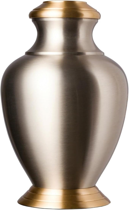 Kennedy Legacy Series Large Pet Cremation Urn, Handcrafted with Brass Lid & Base, Brushed Pewter Finish, , this Cat & Dog Ash Urn is Suitable for Pets up to 120lbs