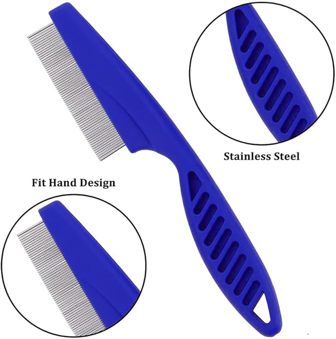 5 Pieces Dog Tear Stain Remover Combs, Pet Grooming Flea Combs, Double Sided Care Comb for Kittens Puppies Removal Crust and Slime(Blue)