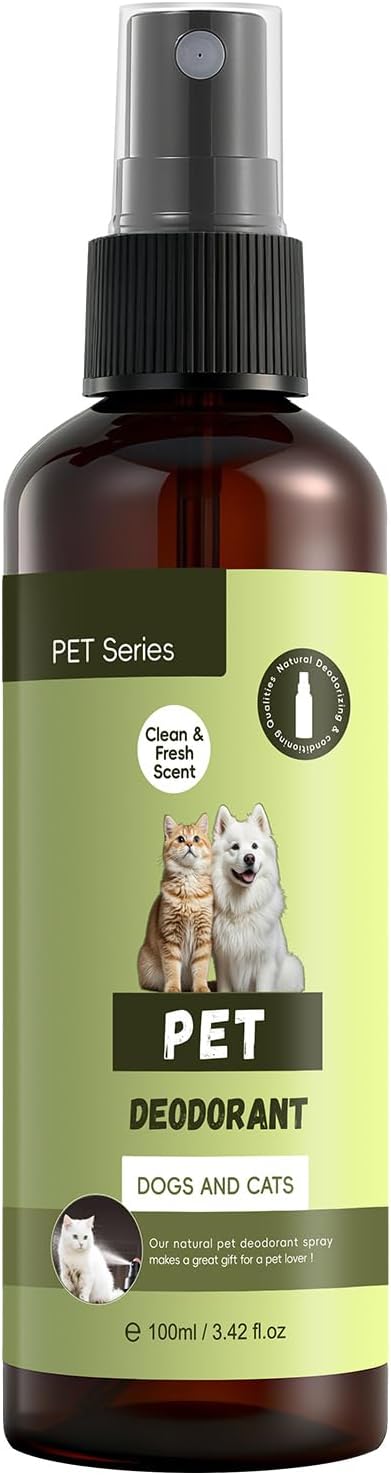 Dog Deodorizing Spray, Dog Spray for Smelly Dogs, Dog Smell Good Spray, Clean & Fresh Scent, 100ml/3.42fl.oz