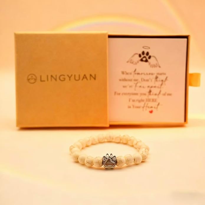 LINGYUAN Pet Memorial Gifts for Dogs Cats, Pet Memorial Bracelet, Remembrance Pet Loss Sympathy Gift for Cat Dog Lovers, Bereavement Gifts for Loss of Pet
