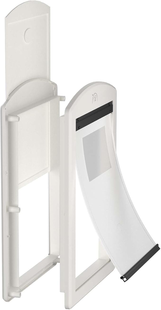 Dog Door for Door,Door for Large Dogs and Pets, Strong Plastic Doggy Door Cat Door and Medium Dog Door with Sliding Lock Panel and Magnetic Soft Flap(White, Medium)