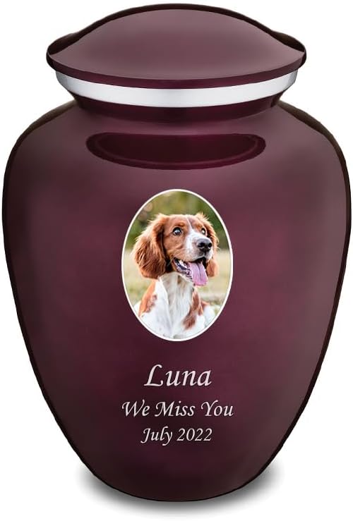 Geturns Embrace Personalized Picture Urn for Small Pets I Cherry Purple Photo Cremation Urns for Dogs and Cats I 44 lbs