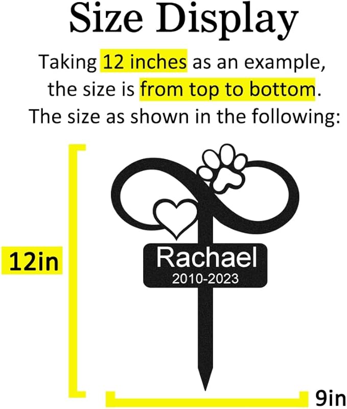 Goodqueen Custom Memorial Stake Grave Marker for Dog Cat, Personalized Cat Dog Grave Marker Outdoor Pet Headstone, Customized Metal Heart Paw Memorial Dog Plaque Burial Stake Garden Grave Stake