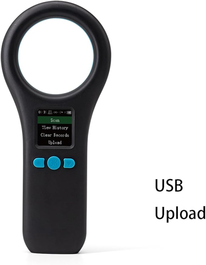 Pet Microchip Scanner, 134.2KHz/125KHz Animal Chip Reader Rechargeable Reader with 500 Data Storage, EMID/FDX-B/ISO1784/85 Pet ID Scanner for Dog/Cat/Pig/Animal (Black)
