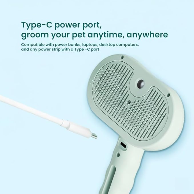 3-in-1 Pet Steam Brush for Cats & Dogs, Self Cleaning Grooming Brush with Mist Spray for Deshedding & Hair Removal, Gentle Massage Comb for Long & Short Haired Pets, 200 ml Waterless Shampoo Included