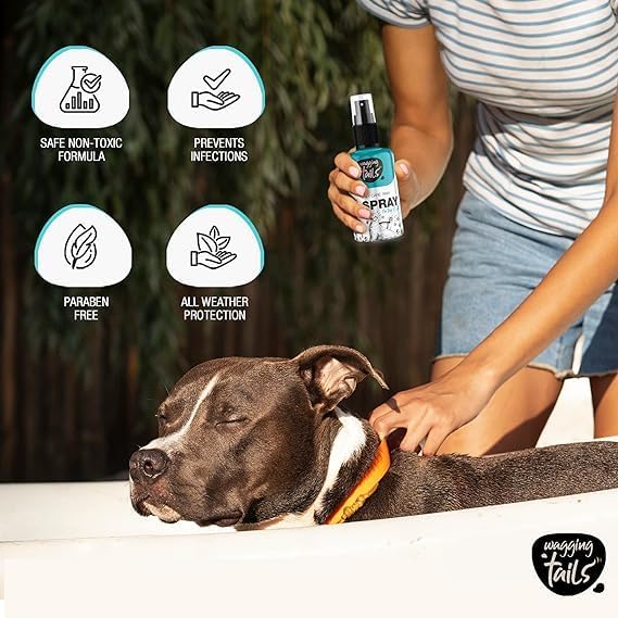 Wagging Tails 6-in-1 Paw Spray for Dogs and Cats, 3.38 fl oz | All-Weather Pet Spray | Soothes Elbows & Paws, Heals Cracked Paws, Moisturizes Paw Pads | Controls Odor & Keeps Pets Clean