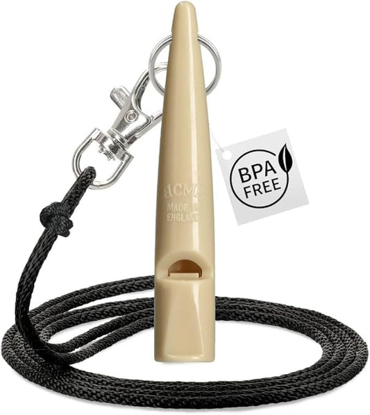 ACME 211.5 Professional Dog Training Whistle with Lanyard. BPA-Free Plastic. 90 dBA. Standardized 5400Hz Frequency for Larger Breeds. Weatherproof. Made in The UK (Cream Beige)