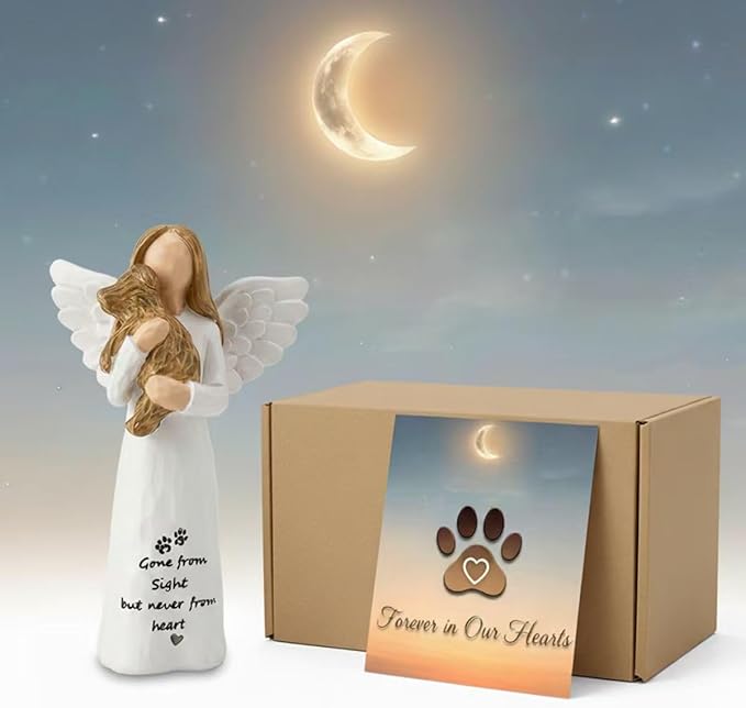 Dog Memorial Gift for Loss of Dog, Pet Loss Sympathy Gifts, in Memory Angel Figurine for Dogs, Hand-Painted Resin Statue, Remembrance Decor for Pet Lovers