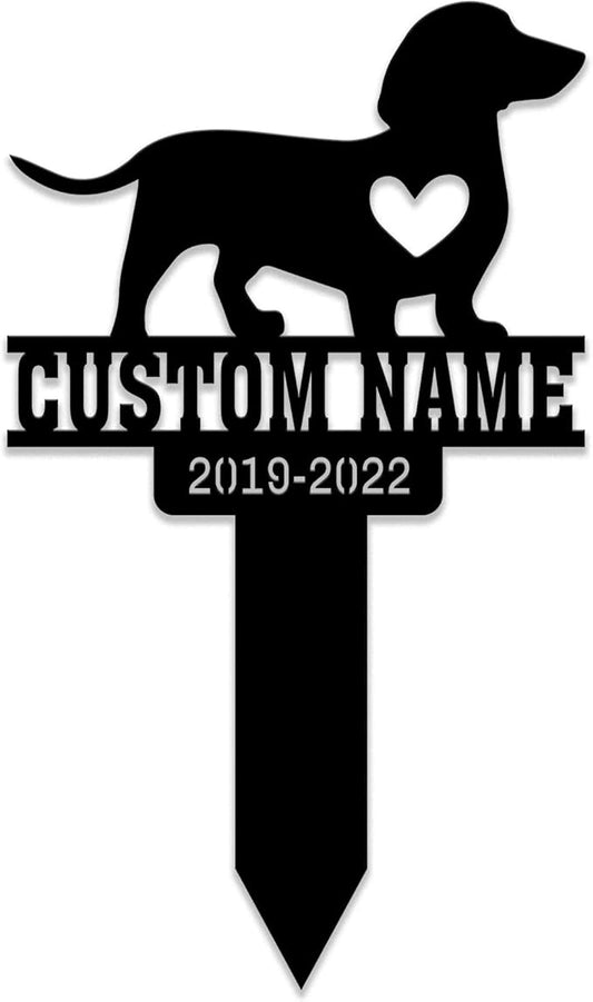 Grave Marker for Dogs Personalized, Memorial Metal Plaques, Pet Cross Stake for Outdoors, Dachshund Memorial, Temporary Grave Marker for Dogs, Pet Loss Gifts