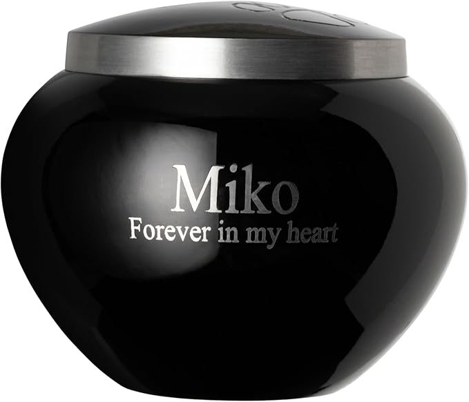 Mia Paws Premier Series Pet Urn for Dogs and Cats with Personalized Laser Engraving (Small - Pets up to 20 lbs, Ebony, Double Pewter Paws)