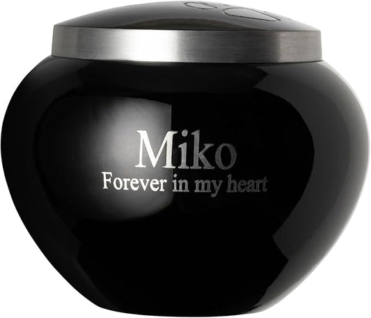 Mia Paws Premier Series Pet Urn for Dogs and Cats with Personalized Laser Engraving (Small - Pets up to 20 lbs, Ebony, Double Pewter Paws)