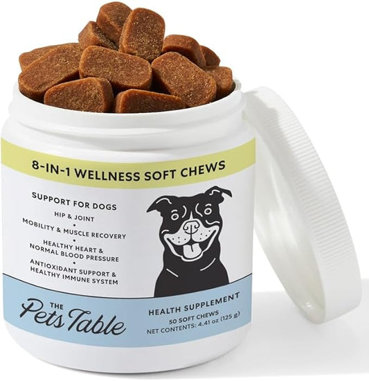 The Pets Table 8 in 1 Soft Chew Dog Vitamins, Chicken Flavored All in One Supplement for Dogs - Dog Multivitamin Supports Mobility, Gut & Heart, 50 Chews