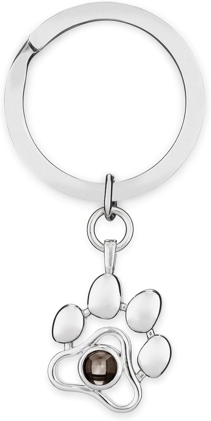 Dog Memorial Necklace & Keychain Gifts Personalized Projection Picture Custom Photo for Pet Lover in Memory of Cat
