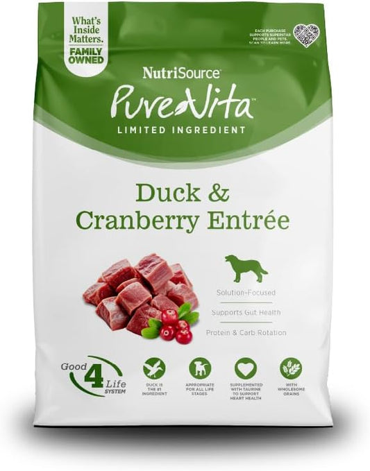 NutriSource Pure Vita Duck & Cranberry Dog Food, 4LB