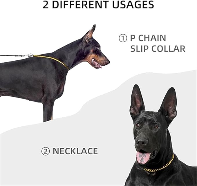Gold Choke Collar for Dog,2-Pack Metal Slip Link Martingale Dog Collar Training Heavy Duty Dog Choker Collar Boys Girls Puppy Collars for XXS XS Small Medium Large Big Breed Dogs,S