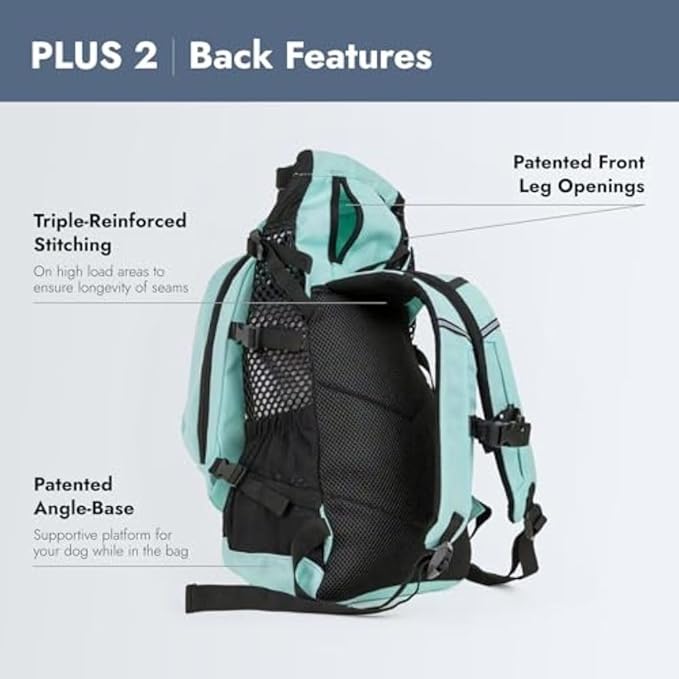 K9 Sport Sack Plus 2 - Large, Summer Mint - Ideal for Dogs 20-22” Long - Adjustable, Backpack-Style Carrier with Multi-Functional Storage Pack, Thick Shoulder Straps & Padded Back Panel