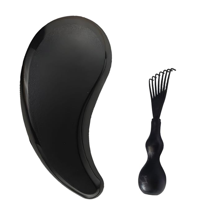 Comma-Shaped Small Dog Brush and Cleaning Comb, Fit for Yorkie, Shih Tzu, Maltese Maltipoo Pomeranian - Gentle Soft Bristles for Effortless Pet Hair Removal, Puppy Essentials (Black)
