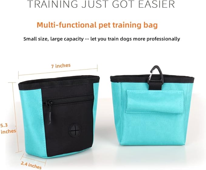 Dog Treat Pouch, Treat Bag for Dog Training, Dog Training Treat Pouch, Dog Walking Bag, Magnetic Seal, for Hands-Free Training, Puppy Snack Reward Bags Bait Pouches (Blue)