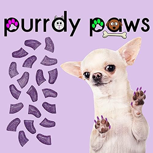 Soft Nail Caps for Dog Claws Purple Holographic Glitter Jumbo
