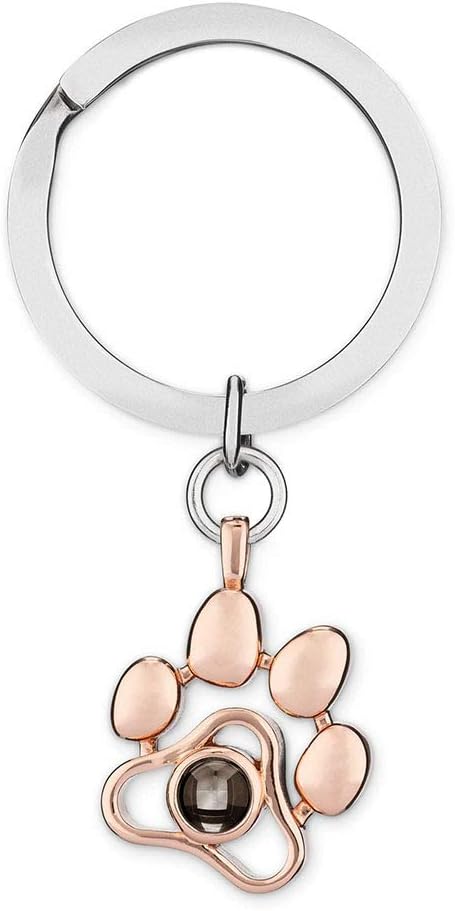 Dog Memorial Necklace & Keychain Gifts Personalized Projection Picture Custom Photo for Pet Lover in Memory of Cat