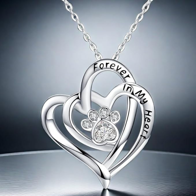 Cynlsum Dog Memorial Gifts Remembrance Necklace: Loss of Dog Sympathy Gift Heart Shape Pet Necklace for Women Pet Lovers Puppy Bereavement Gift Keepsake Passing Away Gifts
