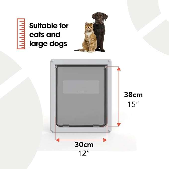 Dog Mate Lockable Large Dog Door (216G) - Flap for Large Dogs and Cats, for UPVC, Wall and Wood, Securely Designed for Your Pets, Grey