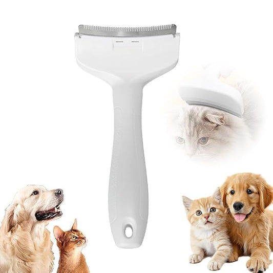 Pet Hair Removal Comb, Cats Dogs Comfy Deshedding Comb, Cat Dog Pet Grooming Brush For Cleaning Shedding Hairs, De-Shedding Clear Tool for Short and Long Hair Pets (White, Small)