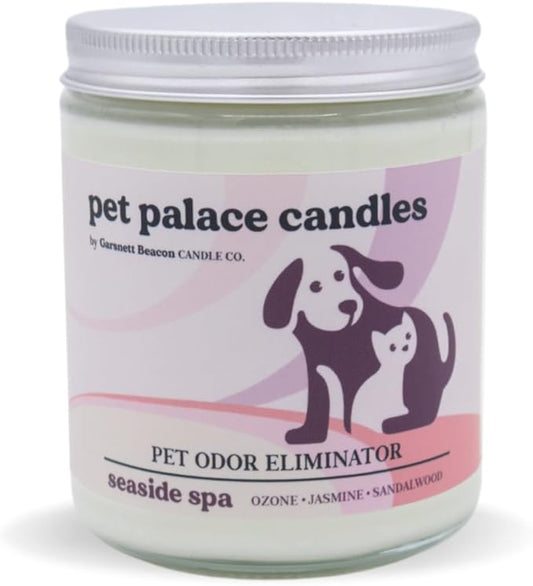 Pet Palace Candles - Odor Eliminator Candle, Incredible Scents - 100% Soy - Neutrolizer Eliminates Odors from Pets, Smoke, Urine, and More. Eco-Friendly and Non-Toxic (Seaside Spa)
